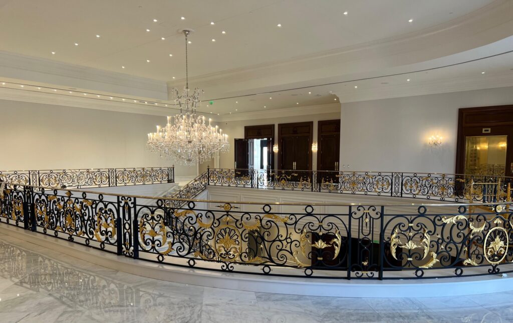 18th-century style handrail, World Equestrian Center, Ocala, Florida, Architect Roberts Design Interiors