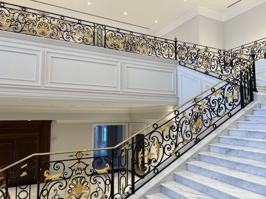 18th-century style handrail, World Equestrian Center, Ocala, Florida, Architect Roberts Design Interiors