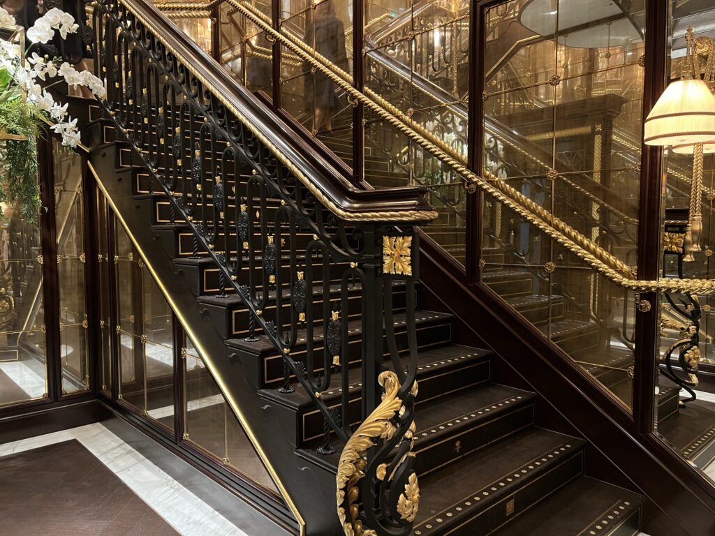 Grand staircase handrail and mirrors, The Ritz, London, David Collins Studio